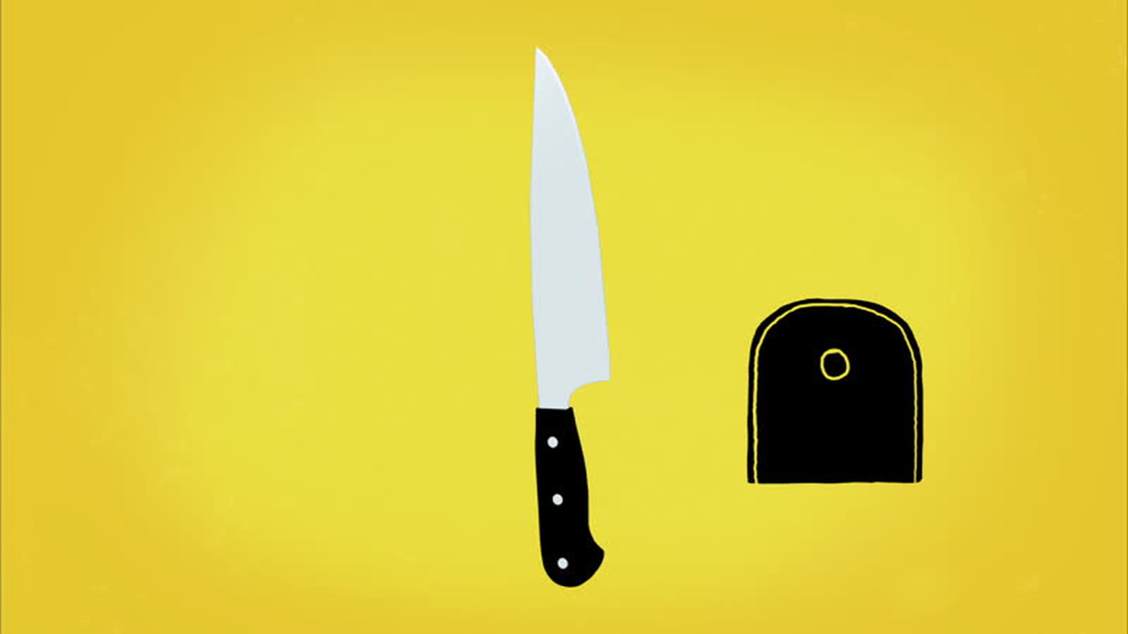 Cook Questions, knife and chopping board graphic