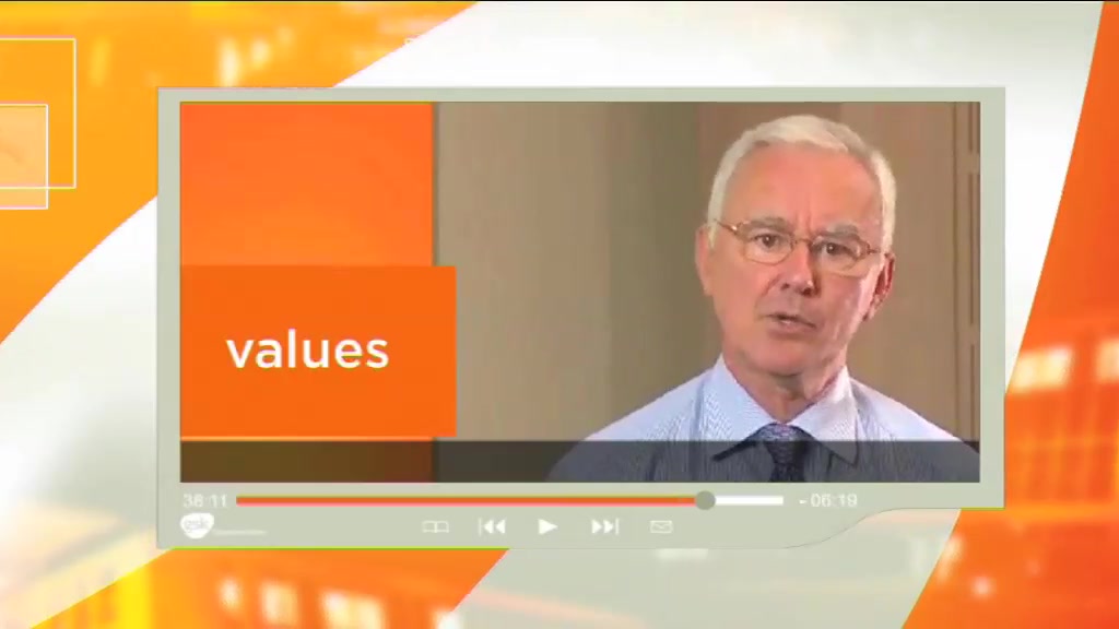 GSK Vaccines Business News, an animated lower third caption graphic reading "values"