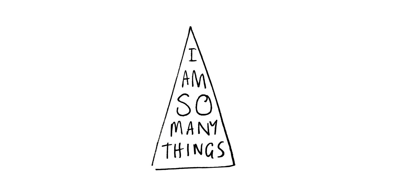 Yellow 'I Am So Many Things' colouring book cover by Thea Muir, with crayons resting on top