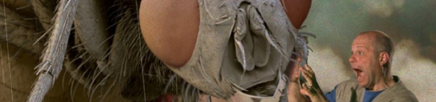 Invasion of the BodyScratchers, an extreme close up of a fly beside a screaming man, from the archive page's own hero image