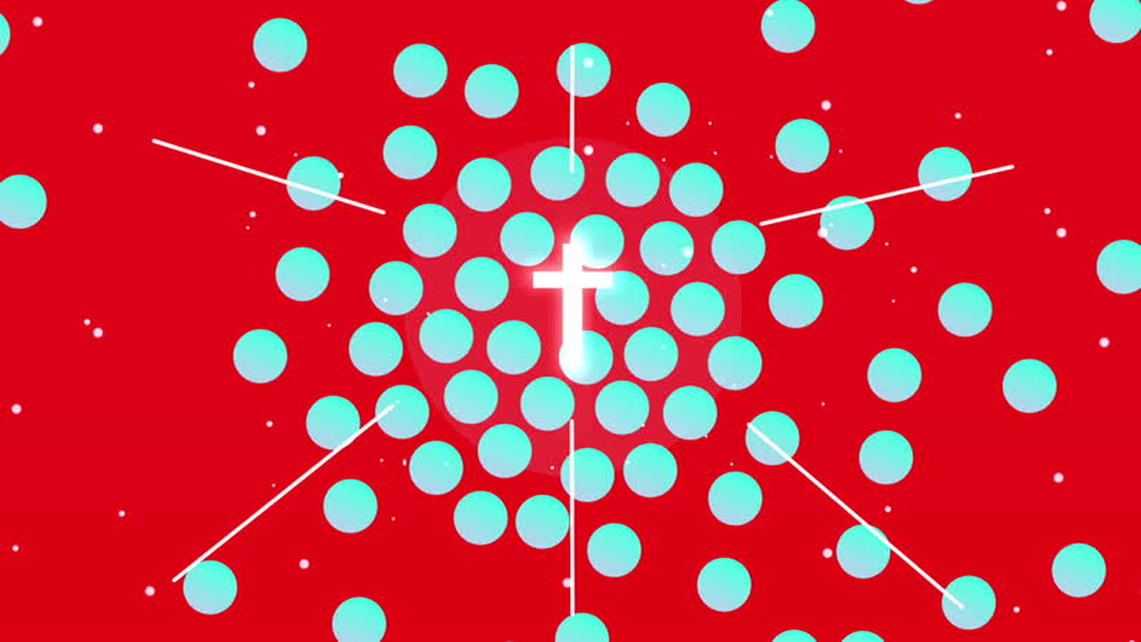 LICC, Whole Life Worship, an animated cross and starburst graphic from Video 1, on a red ground
