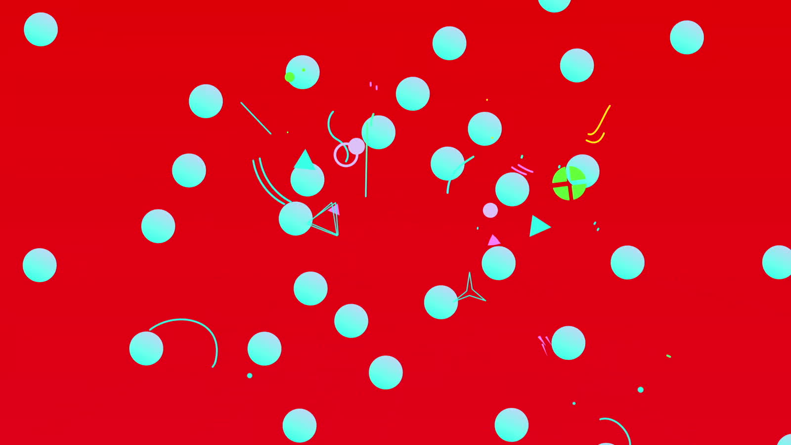 LICC, Whole Life Worship, a heart shaped pattern of animated dots and shapes on red