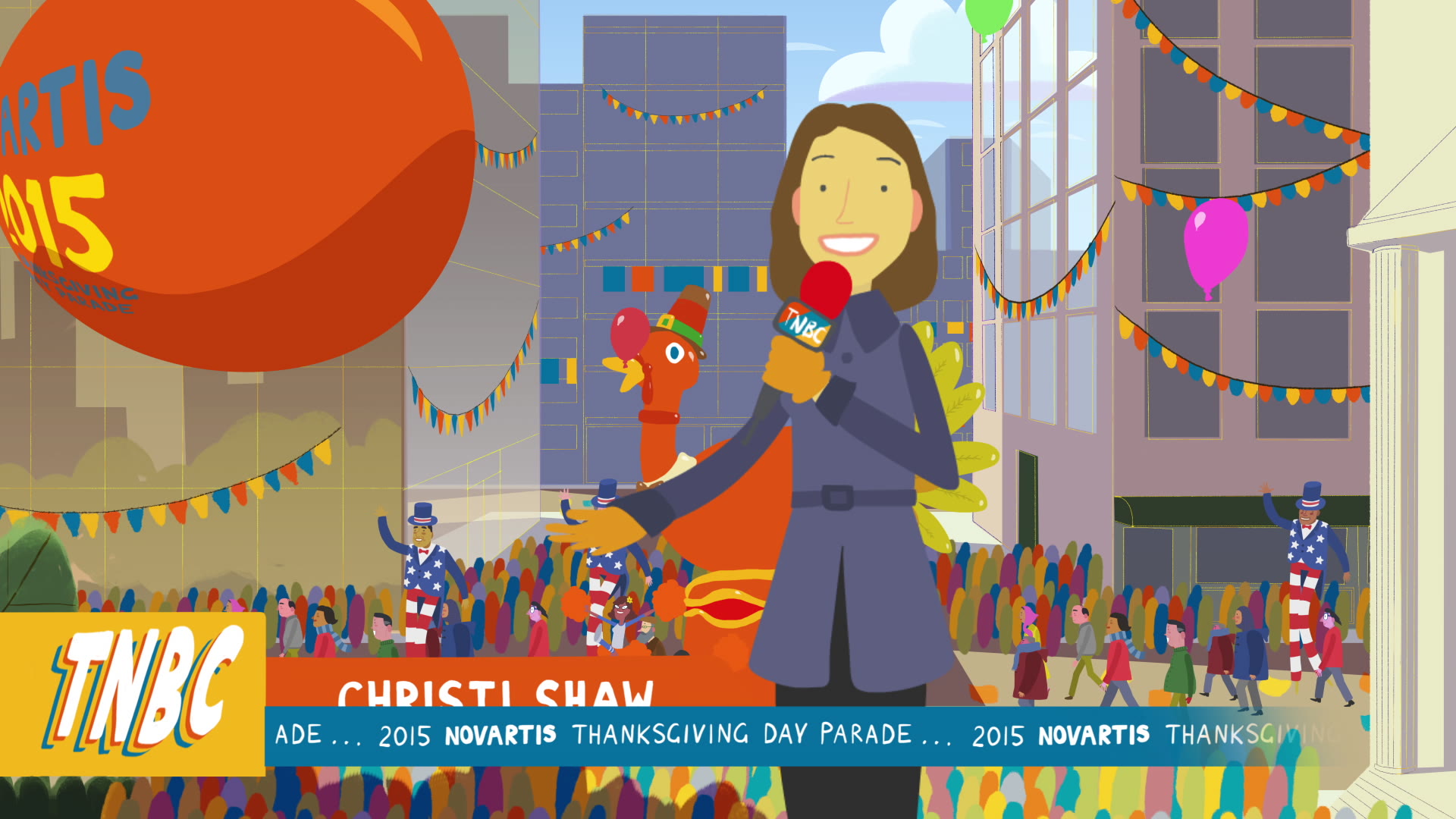 Novartis Thanksgiving Parade, TNBC news broadcast still
