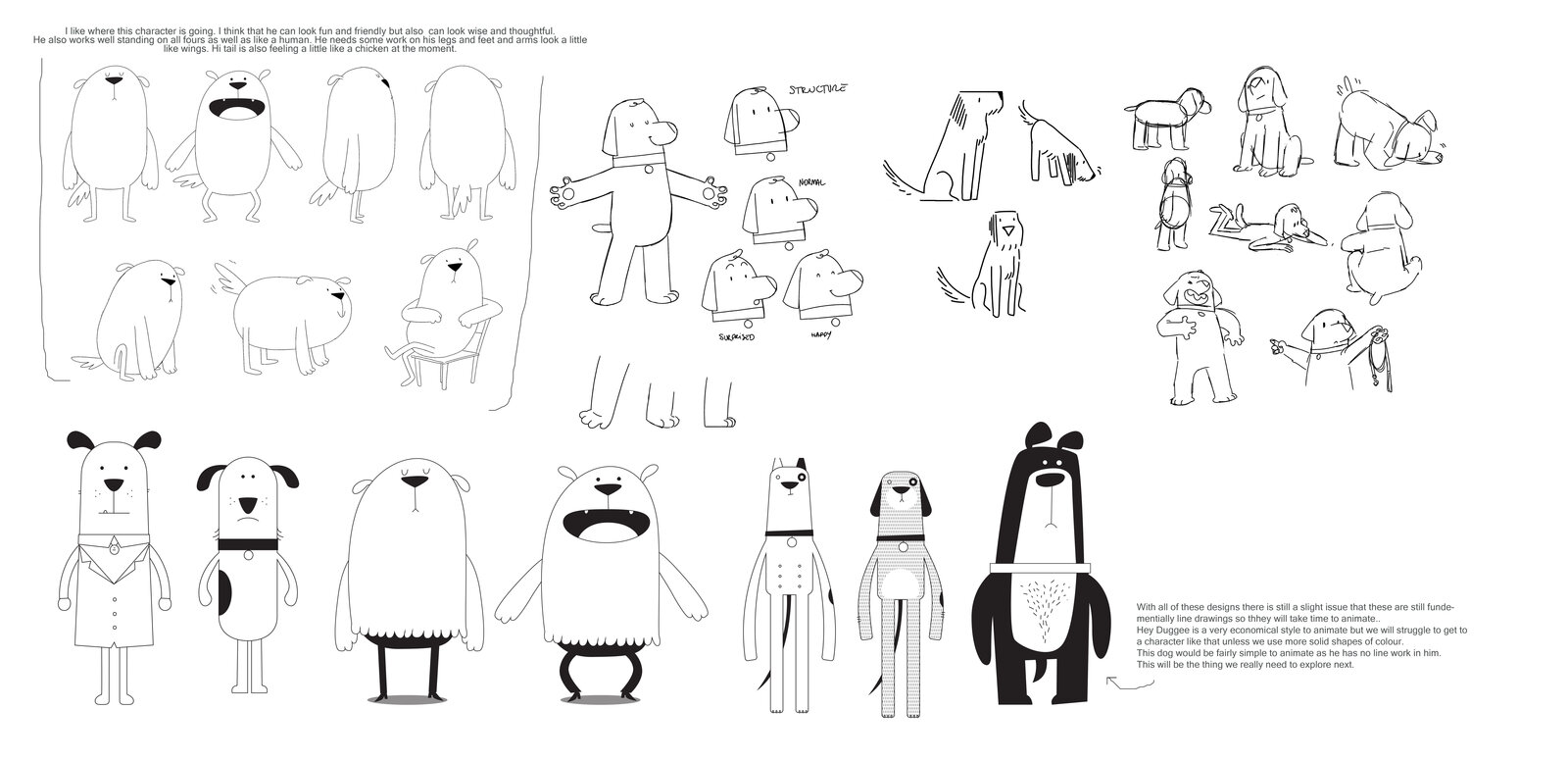 Finished Plato character poses in a sweater and tie, playing with a frisbee, the design that carried through to the finished character