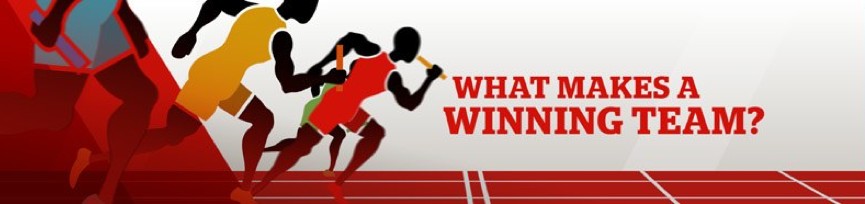 Prudential, Staying Ahead, an illustrated relay race team, captioned "What makes a winning team?", from the archive page's own hero image
