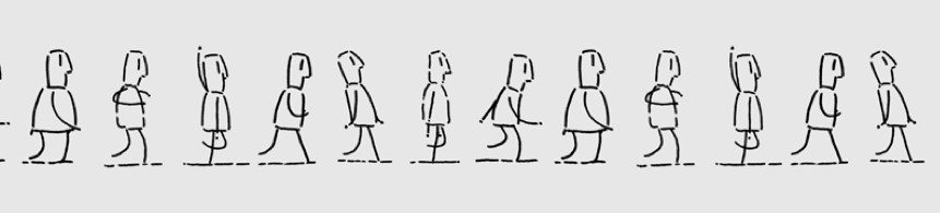 Veolia, a hand drawn walk cycle reference sheet, from the archive page's own hero image